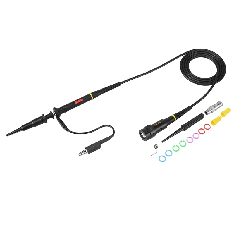 

200Mhz Oscilloscope Probe Clip Scope Test BNC End Probe P2200 10X/1X Black With Adjust Tool Kits