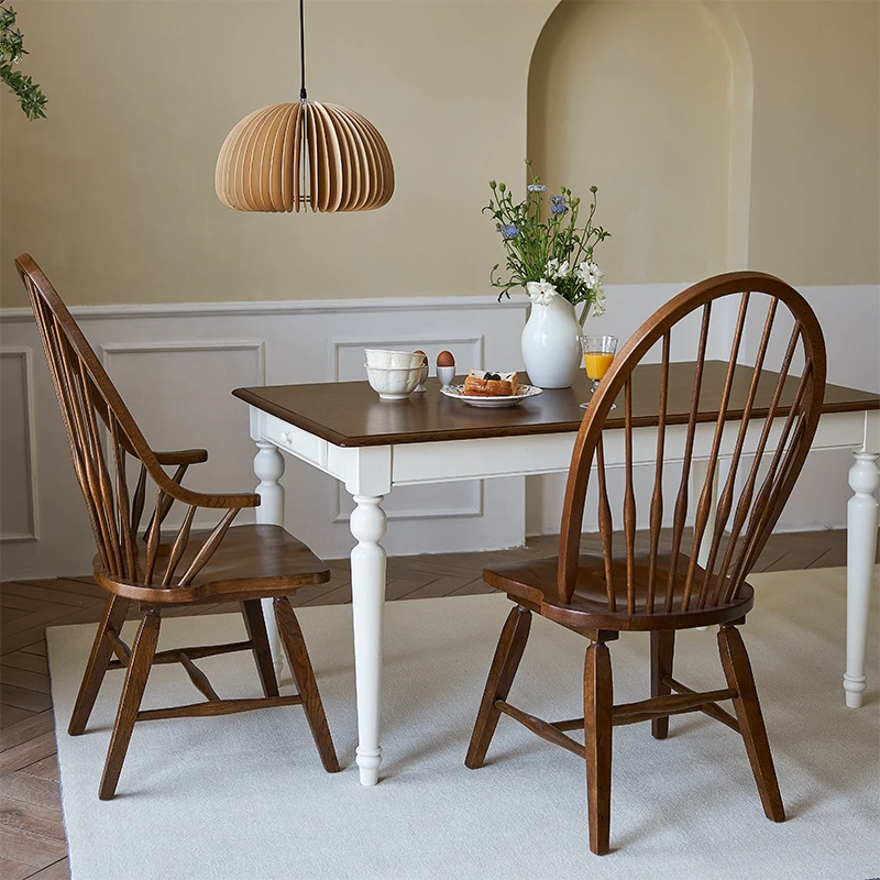 Американский стиль полностью деревянный Виндзорский стул винтажный обеденный