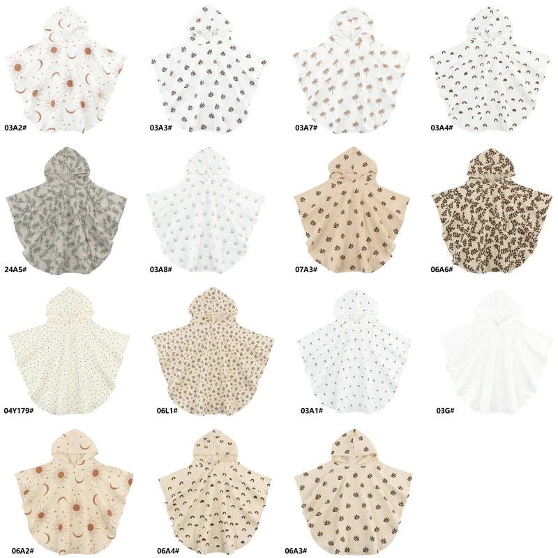 Soft Wrap Towel Cotton Toddlers Ponchos Floral Bath Towel In