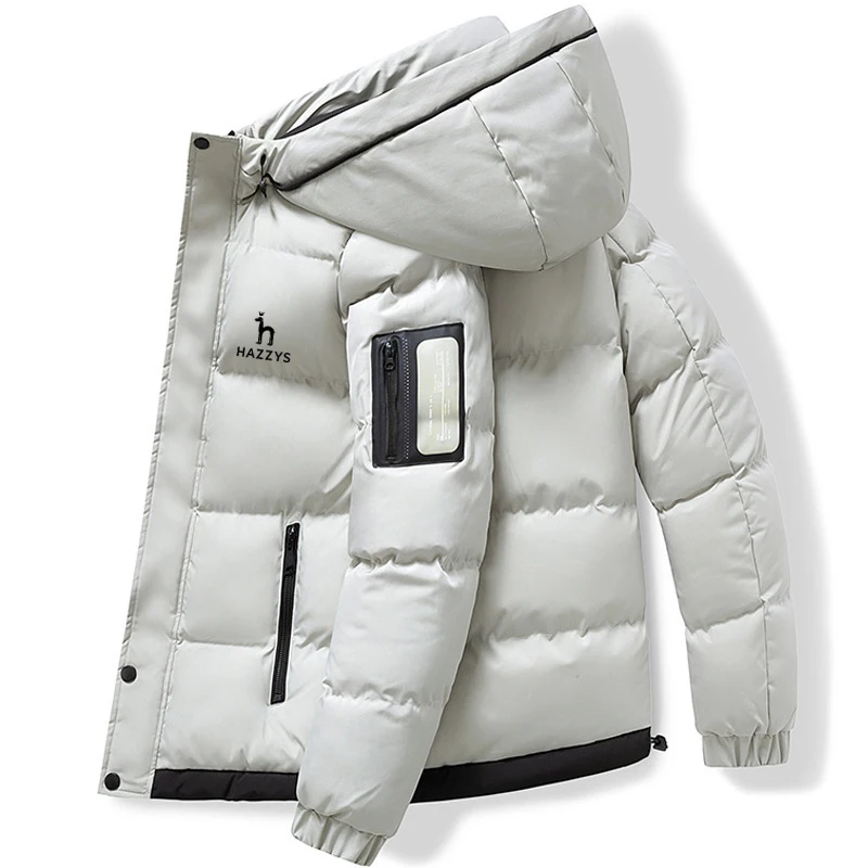 Hazzys 2022 Winter High Quality Casual Thick Warm Windproof Jacket Mens New Trend Outwear Fashion Hooded Down Coat