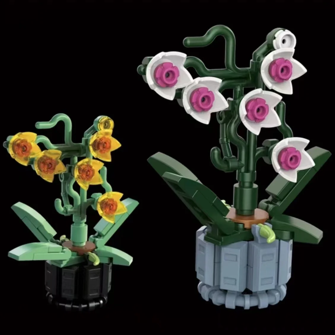 

NEW MOC Orchid Flower Bonsai Potted Plant Model Ornament Building Blocks Bricks DIY Assembly Educational Toy For Gift