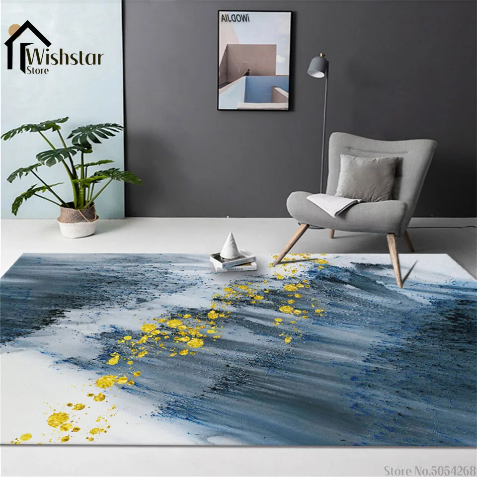 Серый синий абстрактный чернильный ковер современный роскошный домашний для