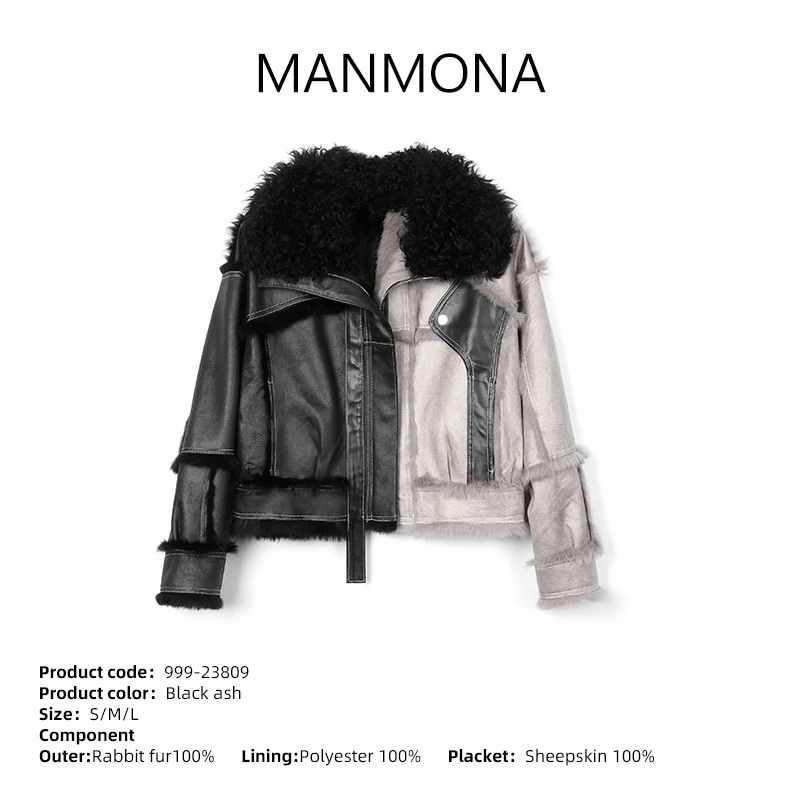 Autumn and Winter New Imported Rabbit Fur Fur Coat Women's Big Fur Collar Leather Fur Coat Jacket