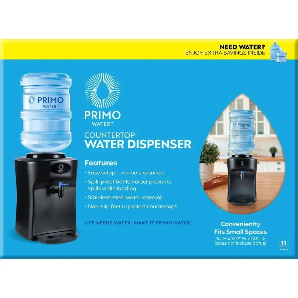 Диспенсер для воды с верхней загрузкой в помещении 3-5 галлонов черный компактный