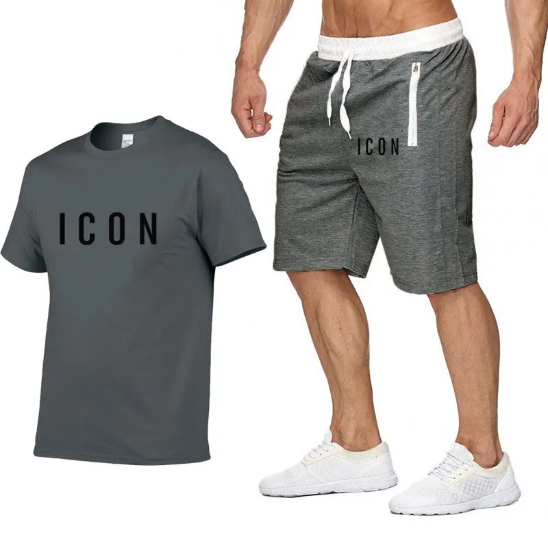 Summer Men's Hot Sale New Brand Printed T-Shirt + Shorts 2-Piece Set High-Quality Leisure Suit Sports Running Pants Beach Pants
