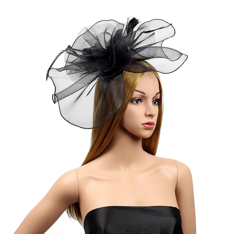 

American Vintage Mesh Floral Prom Headpiece Elegant Ladies Wedding Cocktail Court Competition Hat Headwear Hair Accessories