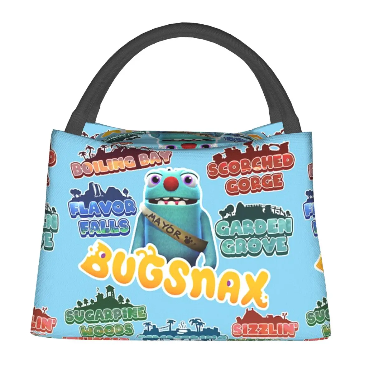 Bugsnax Locations Fan Art Pack Розовые сумки для обеда Kinda Bug Изолированная коробка бенто Сумки