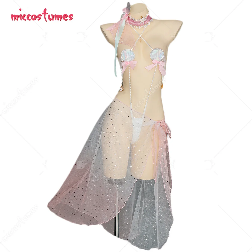 

Women Sexy Lingerie Set Pisces Suit Bodysuit and Beach Wrap with Headdress and Starfish Clip