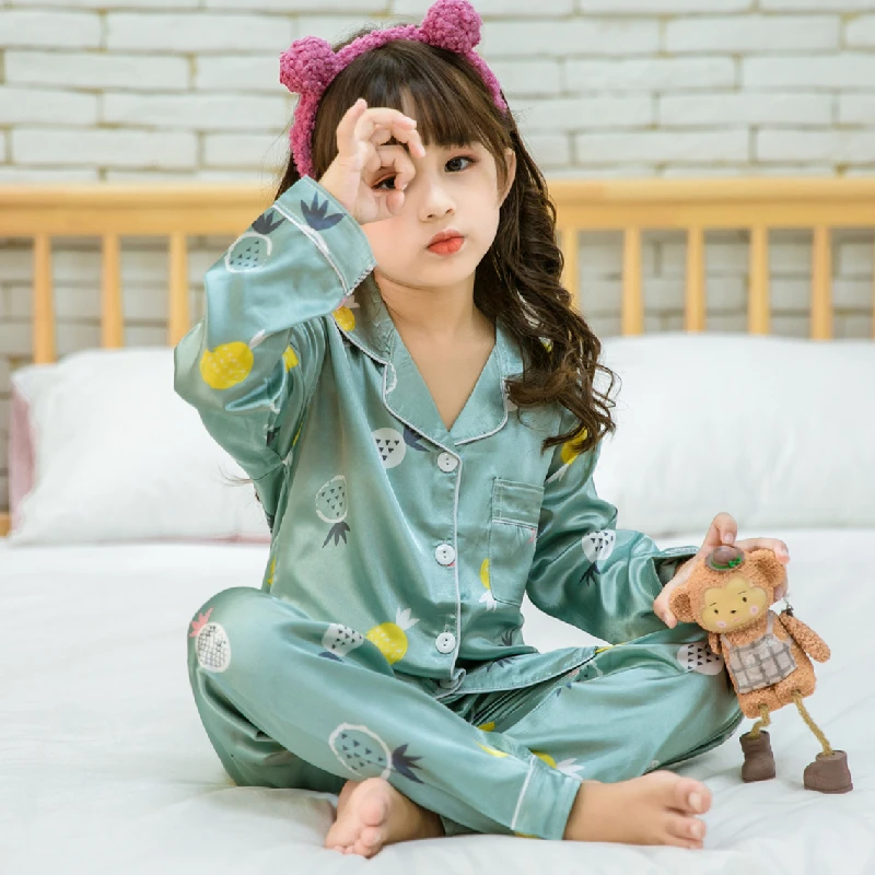 

Disney 2022 Autumn Winter Silk Pajamas Set Long Sleeve Kid Sleepwear Set Boys Pyjamas Sets for Kids Home Cloth Girl Pajamas Set