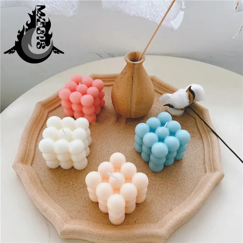 

MEBIS Decoration Candles Scented Ins Small Bubble Cube Candle Soy Wax Aromatherapy Scented Candles Relaxing Birthday Wholesale
