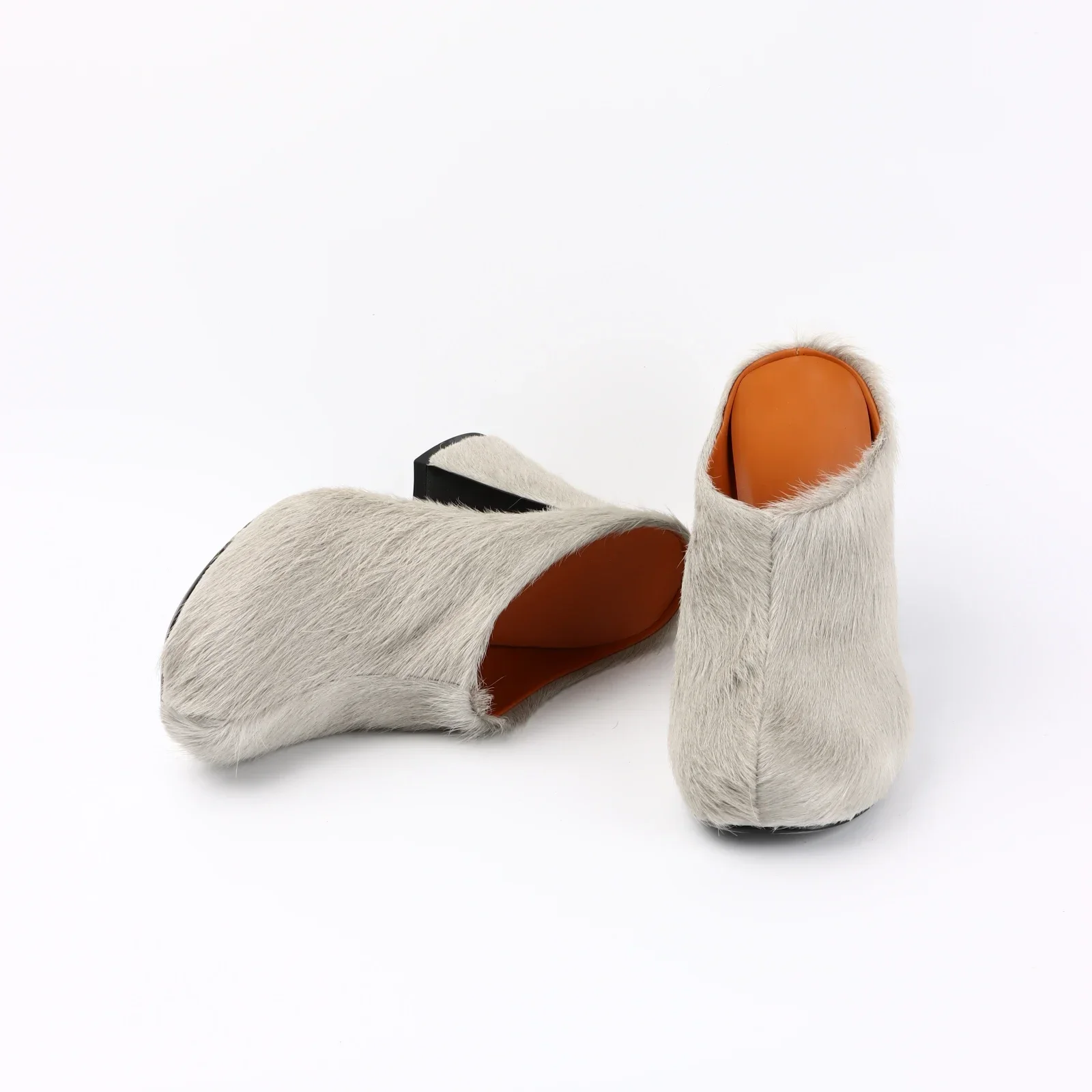 Женские Кожаные Меховые Туфли на каблуке новинка 2023 модные дизайнерские женские