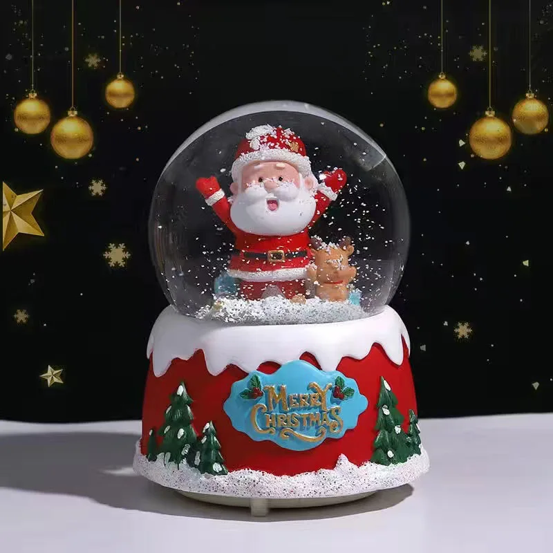 

Christmas Gift Crystal Ball Music Box Santa Claus Snowflake Can Shine Girl Gestie Birthday Holiday Gift Хрустальный шар