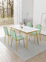 nordic rock plate dining table household small family simple modern light luxury style marble dining table and chair