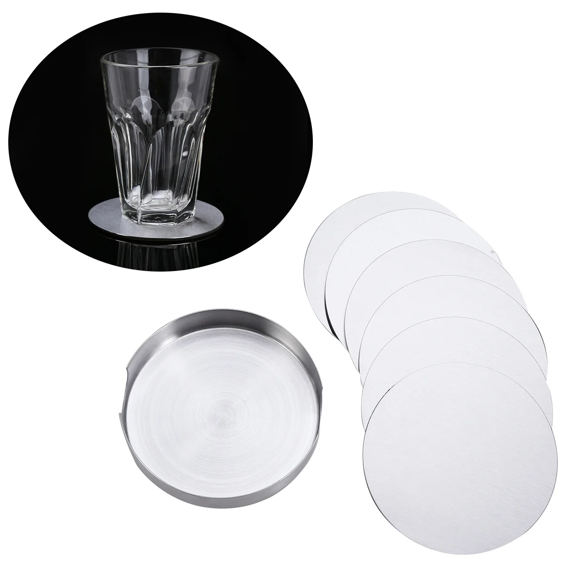 

6 Pcs Coasters Set Heat Resistant Non-slip Cup Mats with Base Holder for Kitchen Desktop