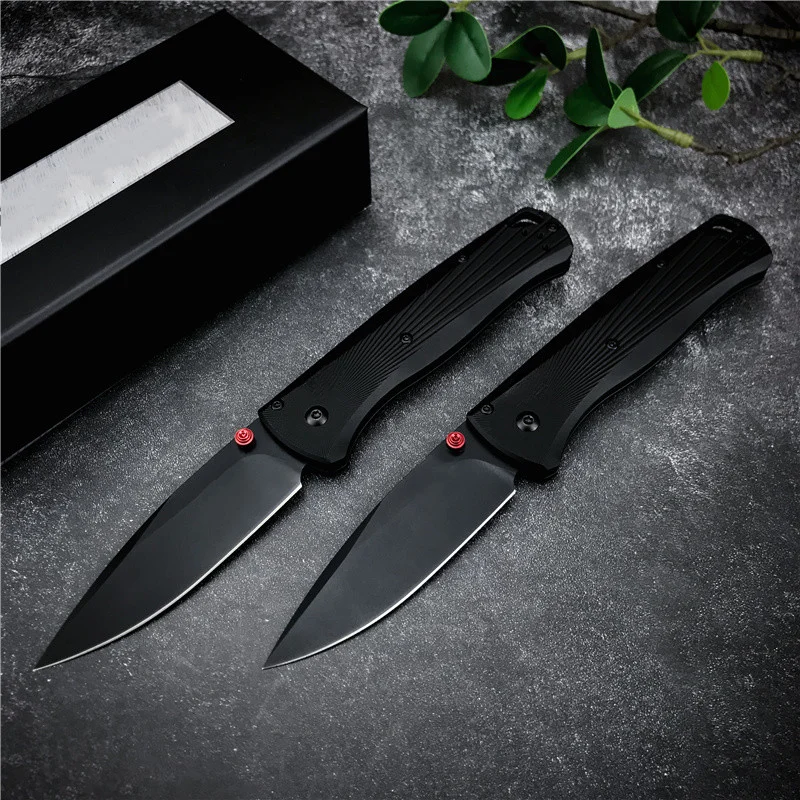 

BM 535BK-4 Bugout Pocket Folding Knife 3.24" M390 Black DLC Plain Blade, Machined Aluminum Handles Outdoor Camping Fishing Tools