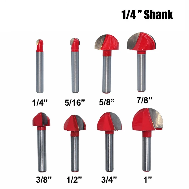 

Хвостовик фрезы 1/4x(1/2 3/4 1/4 5/16 3/8 5/8 1 дюйма) для деревообработки 8 шт., фреза для дерева, резак для дерева, карбидная фреза с хвостовиком
