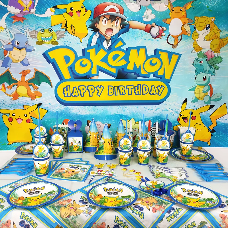 Pokemon Theme Kids Birthday Party Decorations Disposable Tableware Set Balloons Backdrops Baby Shower Pikachu Party Supplies images - 6
