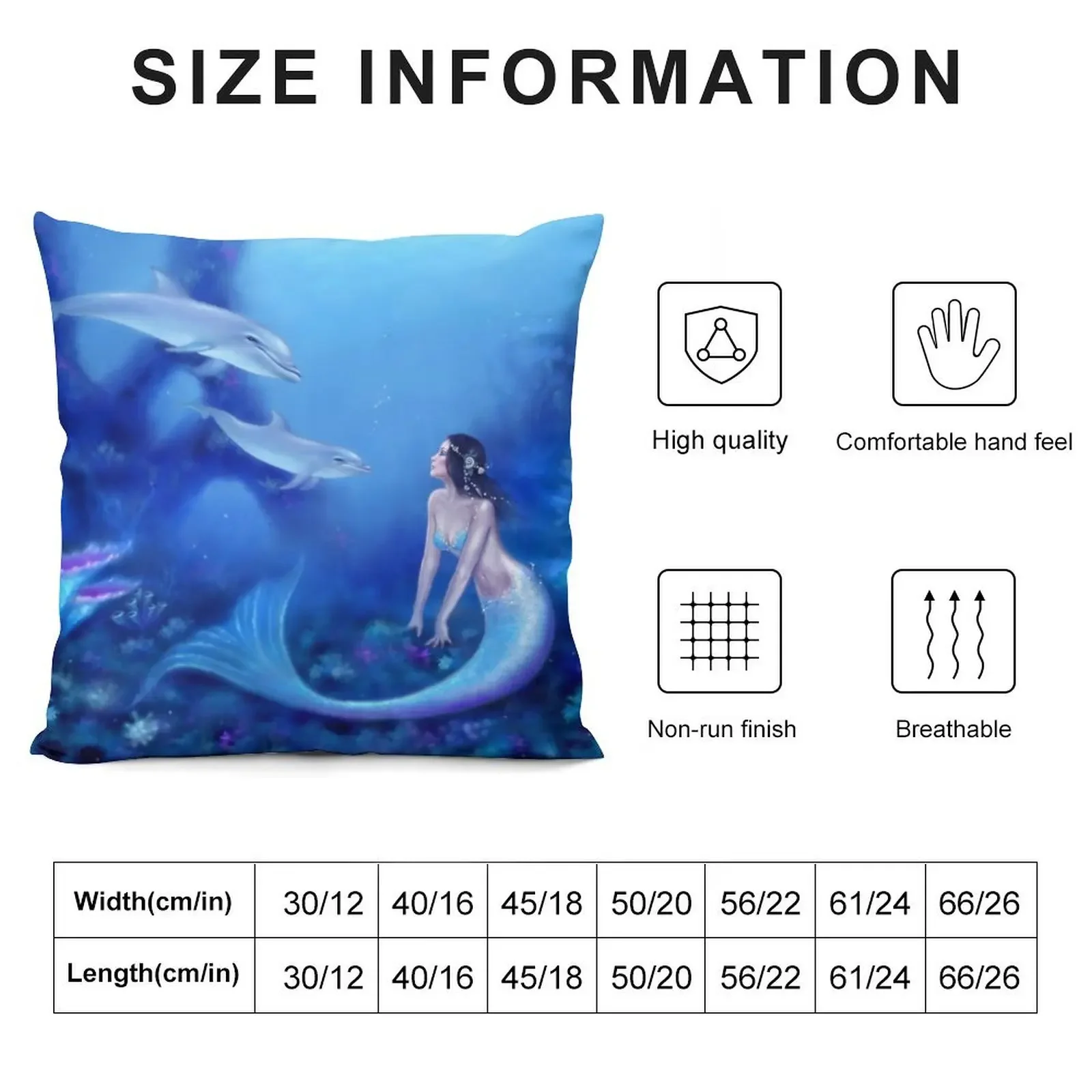 Подушка с ультрамарином Русалка и дельфины домашний декор рождественская