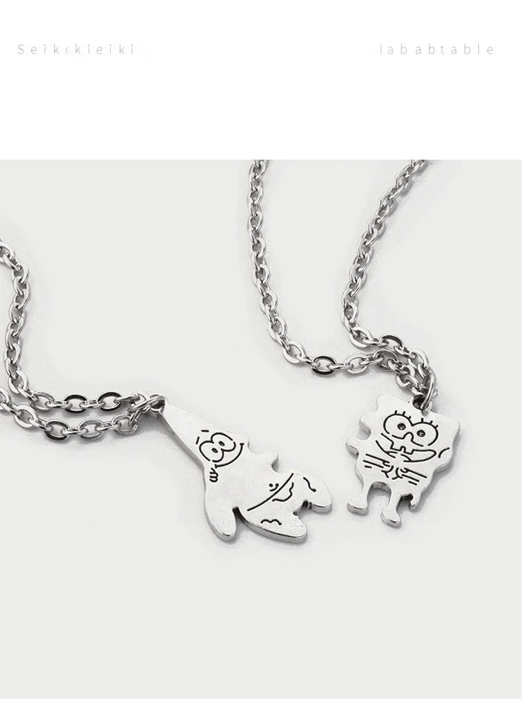 

2 pieces / set of fashion cartoon characters pendant necklace boudoir party party gift honey couple good friend jewelry gift.