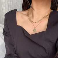 vintage multi layer coin chain choker necklace for women gold color silver color fashion heart chunky chain necklaces jewelry