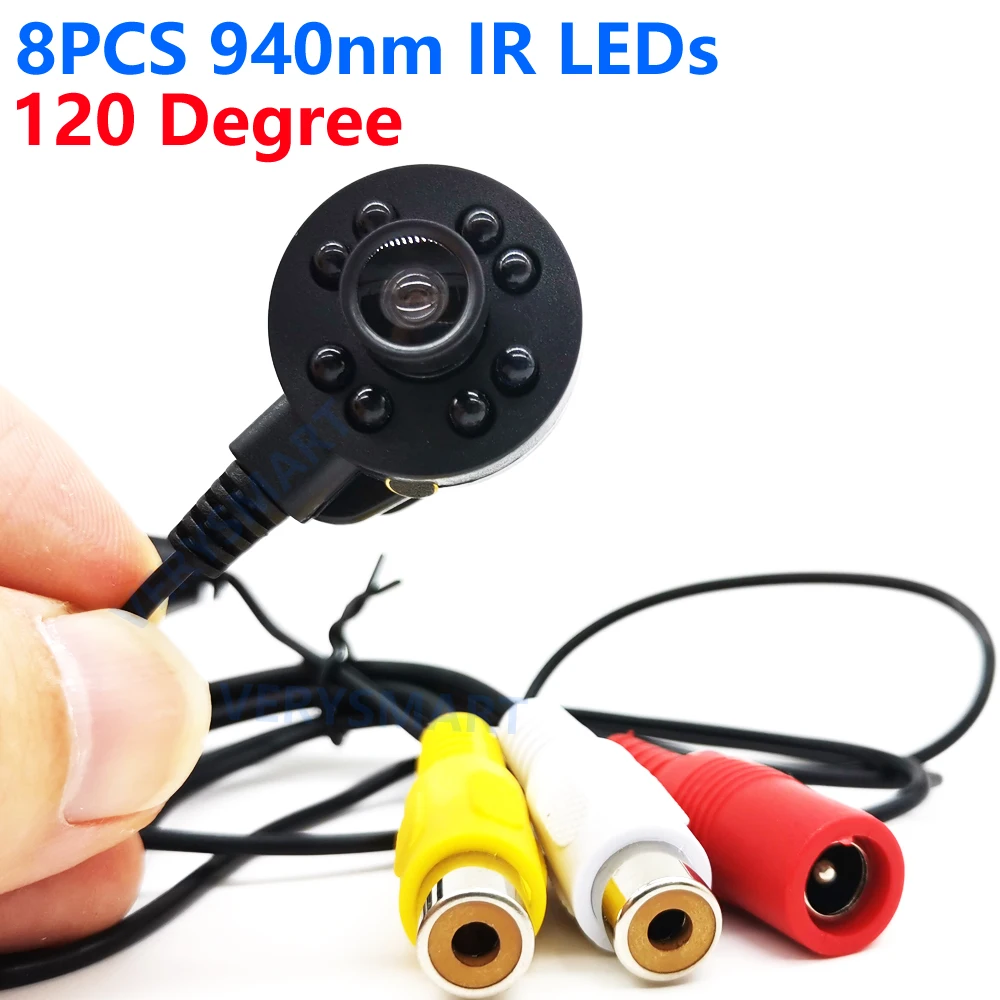 Micro мини-аналоговая камера с 8 шт 940nm IR LEDs 120 градусов широкоугольный объектив
