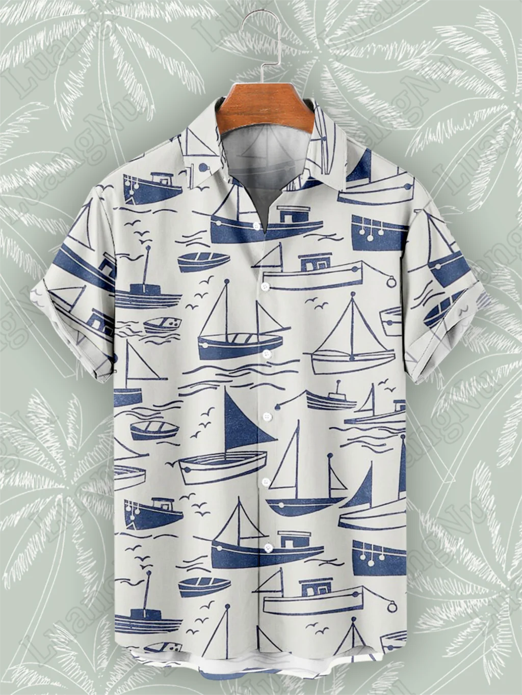

Гавайская рубашка Sailboat, мужская летняя пляжная рубашка на пуговицах с короткими рукавами для отдыха, мужские повседневные топы большого размера 2023, рубашка для рыбалки