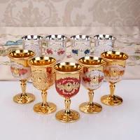 30ml wine glasses champagne glasses goblet cocktail cup gold retro middle ages metal wine glass european style for bar homedecor