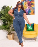 plus size women denim jumpsuit 2022 summer one piece outfits casual lady sexy club clothing fall fashion jean pants