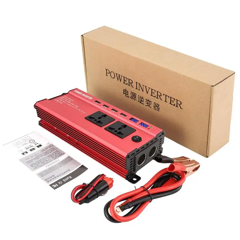 

Car Inverter 1200Watts Power Inverter 4 USB Charging Ports 2AC Outlets Car Power Inverter With LCD Display Road Trip Essentials