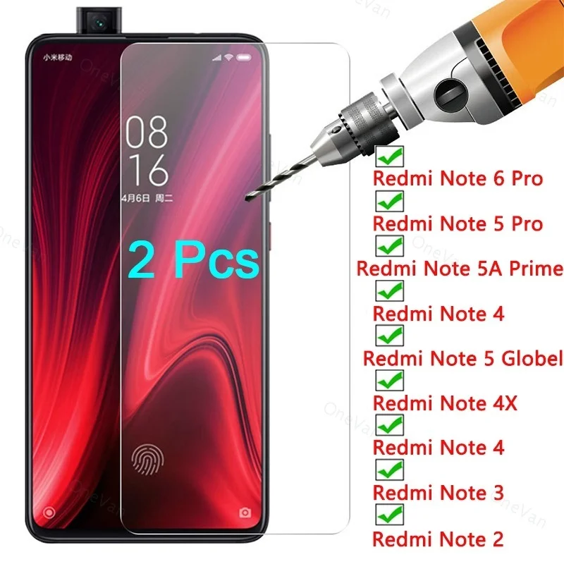 

Защитное стекло для Xiaomi, Redmi Note 6 Pro, 5 Pro, 5A Prime, 5, 4X, 4, 3, 2, 9H, закаленное, 2 шт.