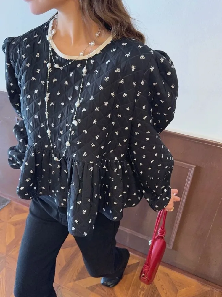 Kimutomo женские парки с милым бантом и круглым вырезом контрастного цвета свободные