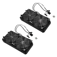 2X Aluminum 240Mm 10 Pipe Water Cooling Cooled Row Heat Exchanger Radiator With Fan For CPU PC Water Cooling System