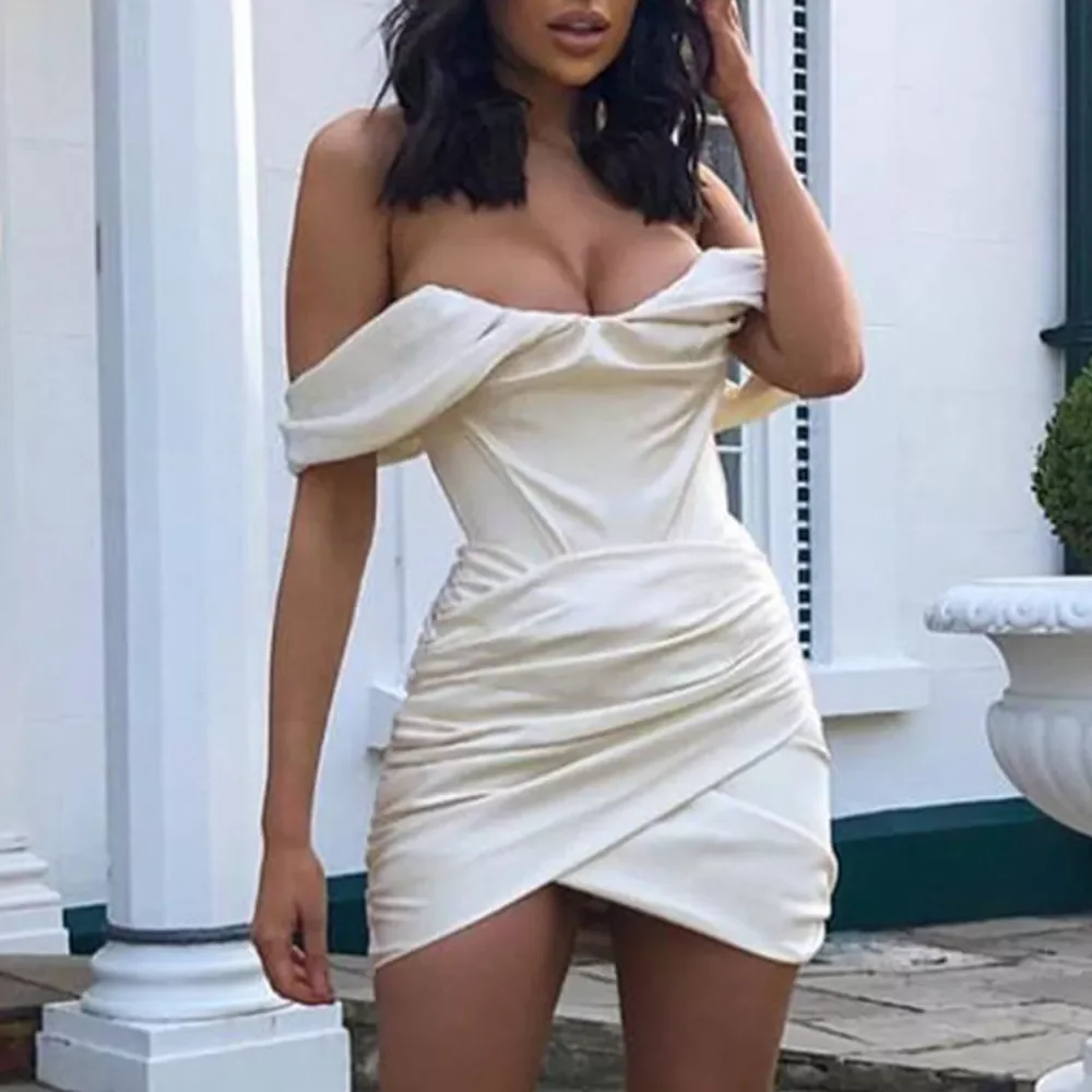 

High Quality Bodycon Satin Dress Pink Women Party Dress Mini 2021 New Double Layer Summer Dress Celebrity Evening Club Dress