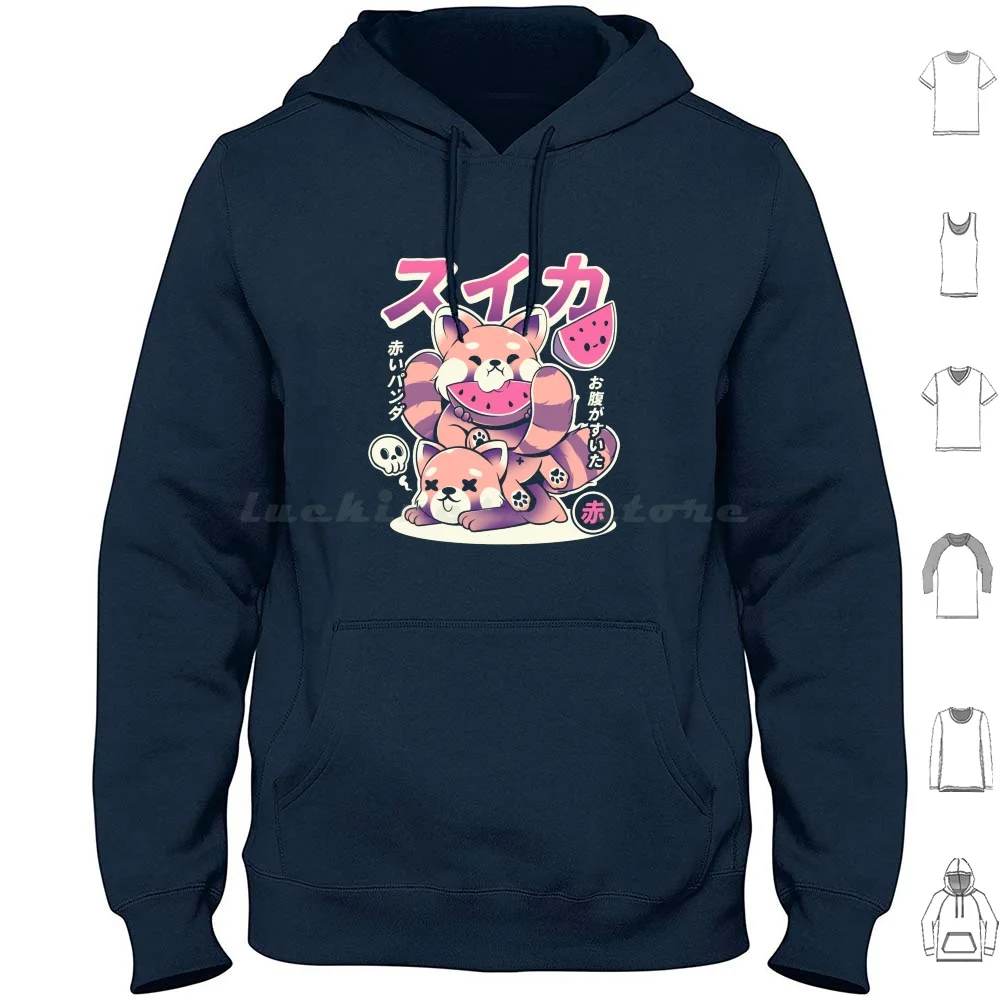 

Watermelon Hoodies Long Sleeve Cute Red Panda Panda Fox Watermelon Animals Japanese Nature Natural Fruits Fruit