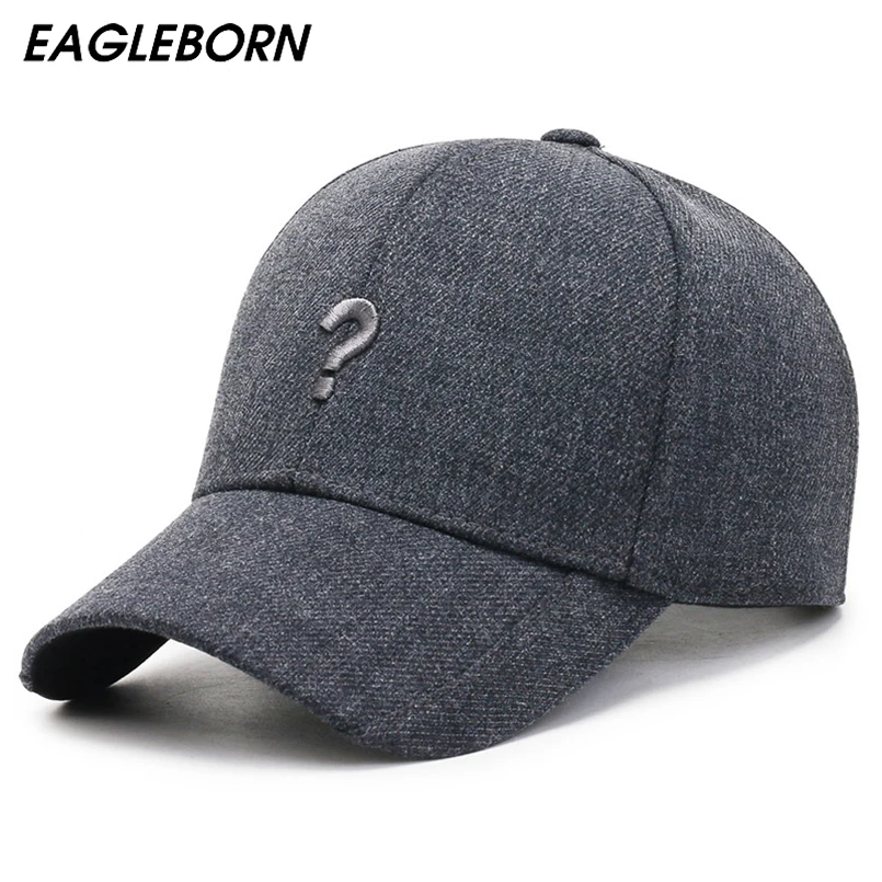 

Новая мужская зимняя шапка, модная бейсбольная кепка с вышитыми вопросами, Мужская зимняя шапка, Повседневная Теплая мужская бейсболка, бархатная Кепка