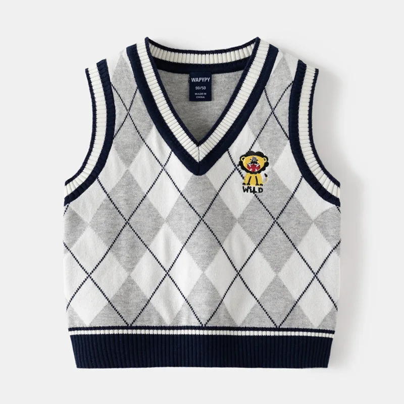 Детский свитер новинка осени/зимы 2024 вязаная майка для мальчиков детский без