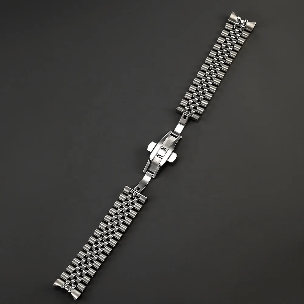 22MM Silver Stainless Steel Solid Curved End Jubilee Watch Band Strap Bracelet Fit For Seiko007 watch