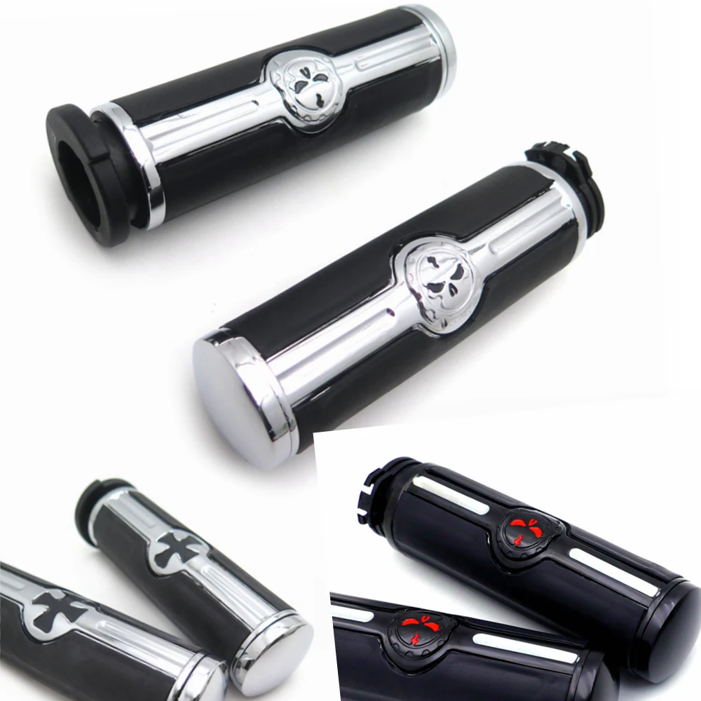 Послепродажные Запчасти для мотоциклов Череп 1 дюйм. Рукоятки для Harley Davidson 1996 г. В. VRSC XL XR Dyna Softail YAMAHA хром/черный