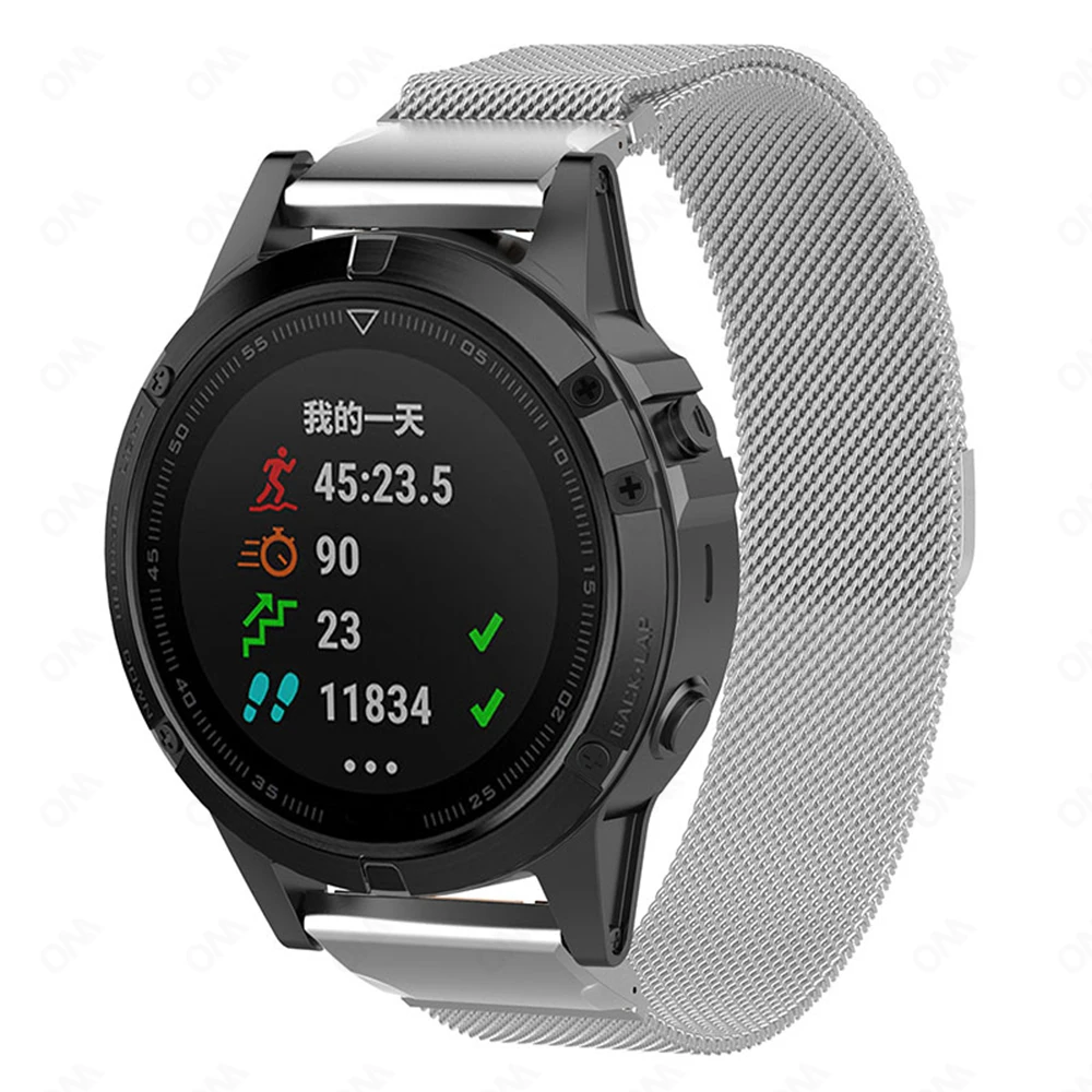 Миланский ремешок для Garmin Fenix 7 7X 7S 6 6X 6S Forerunner 955 255 металлический магнитный браслет