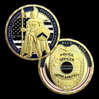police officer sparta warrior challenge coin a thin blue line serve protect commemorative coins collectibles gifts home decor