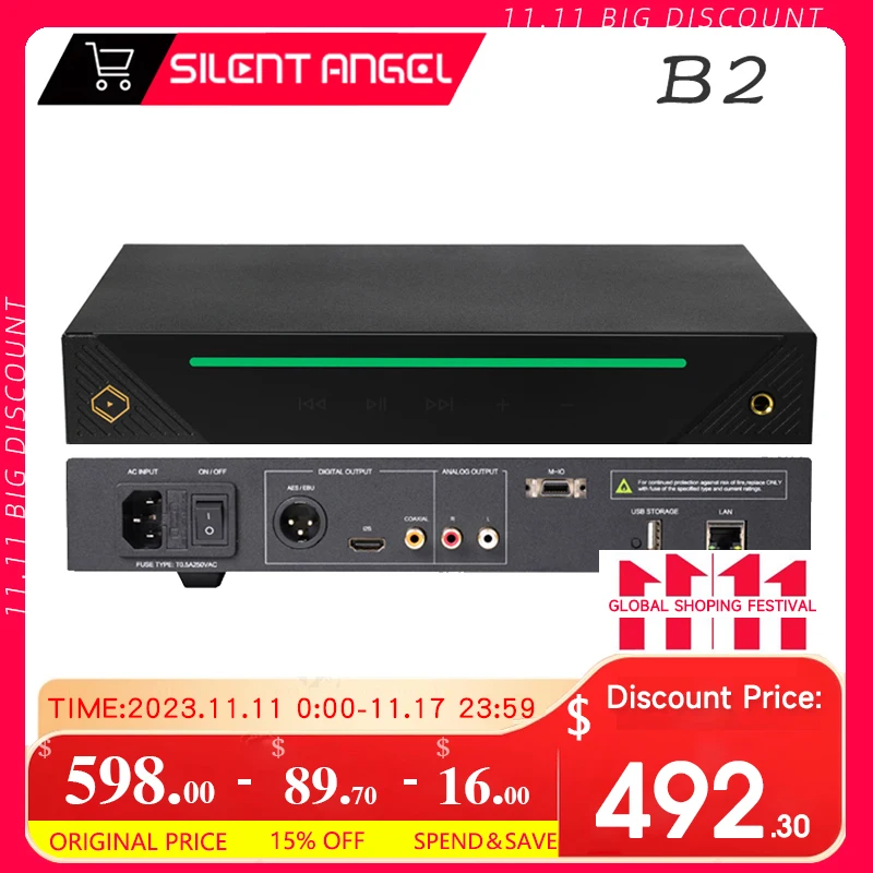 

Цифровой музыкальный плеер Silent Angel B2, декодер, Hi-Fi усилитель звука, поддержка Bluetooth, Wi-Fi, AIR, онлайн, FM, 24 бит, 384 кГц
