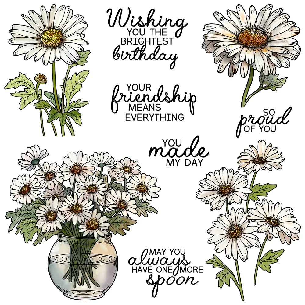 

Mangocraft Blooming Daisy Flowers Cutting Dies Clear Stamp DIY Scrapbooking Supplies Metal Dies Silicone Stamps For Cards Albums