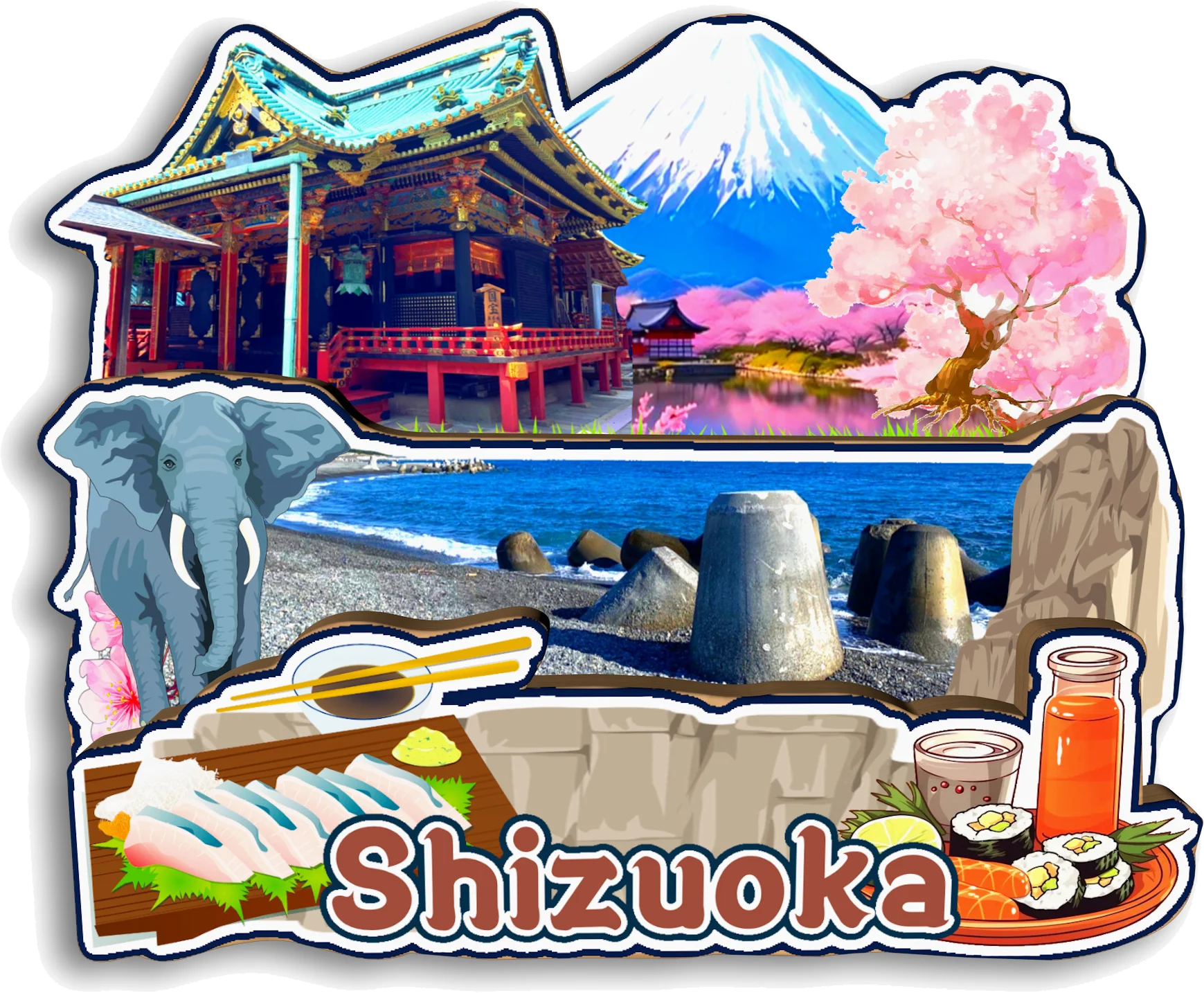 Фото Kumamoto Okayama Shizuoka Kagoshima Utsunomiya Matsuyama Oita Kanazawa Aomori Япония Магнит на холодильник Путешествия Сувенир Подарок №4