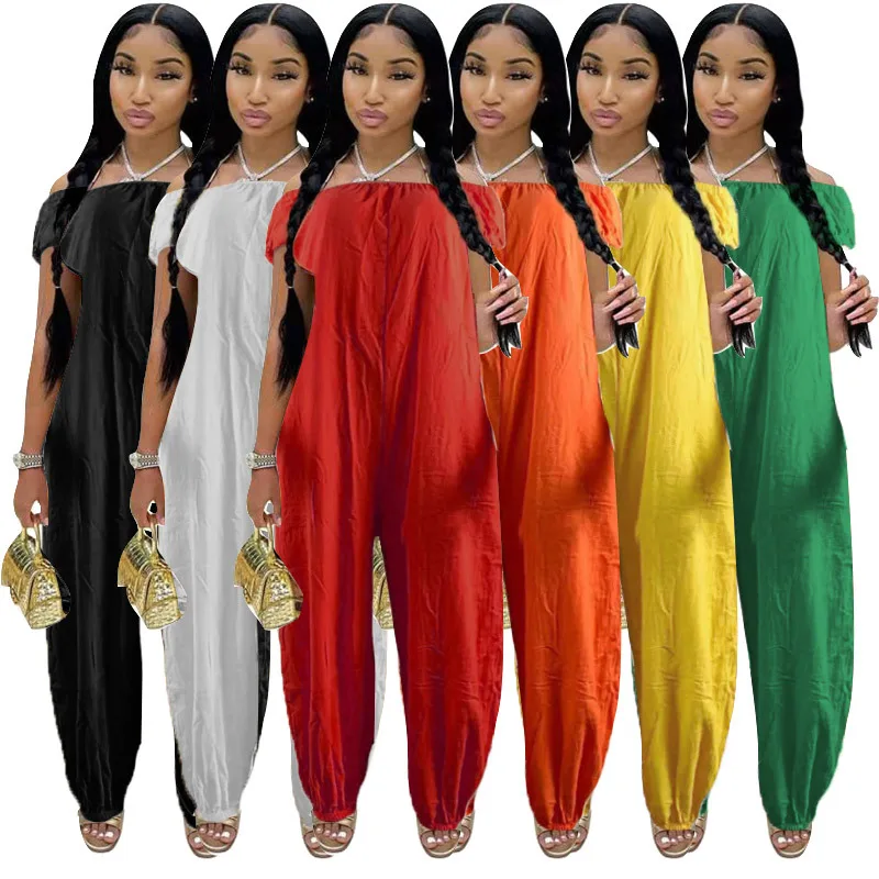 

Chiclover Long Pants For Women Jumpsuit Summer One Word Collar Sexy Loose One Piece Romper Casual Solid Color Dropshipping