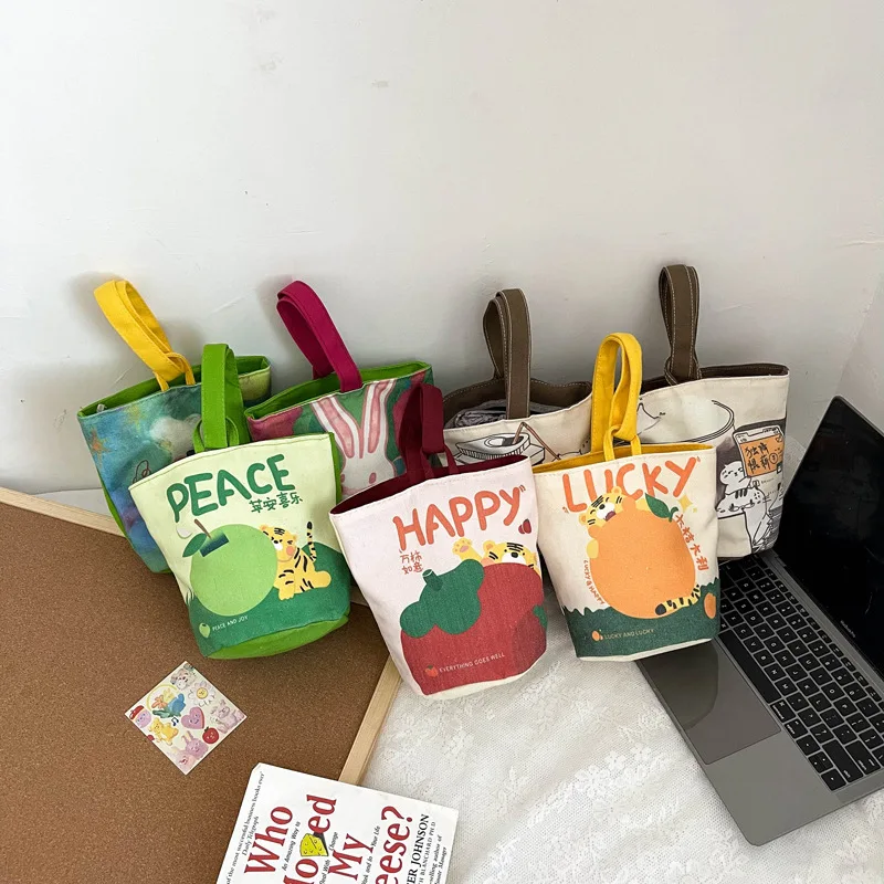 

Large Capacity Casual Canvas Tote Women Handbags cartoon print Shoulder Crossbody Bag Shopper Bag Purse for Women Bucket Bag