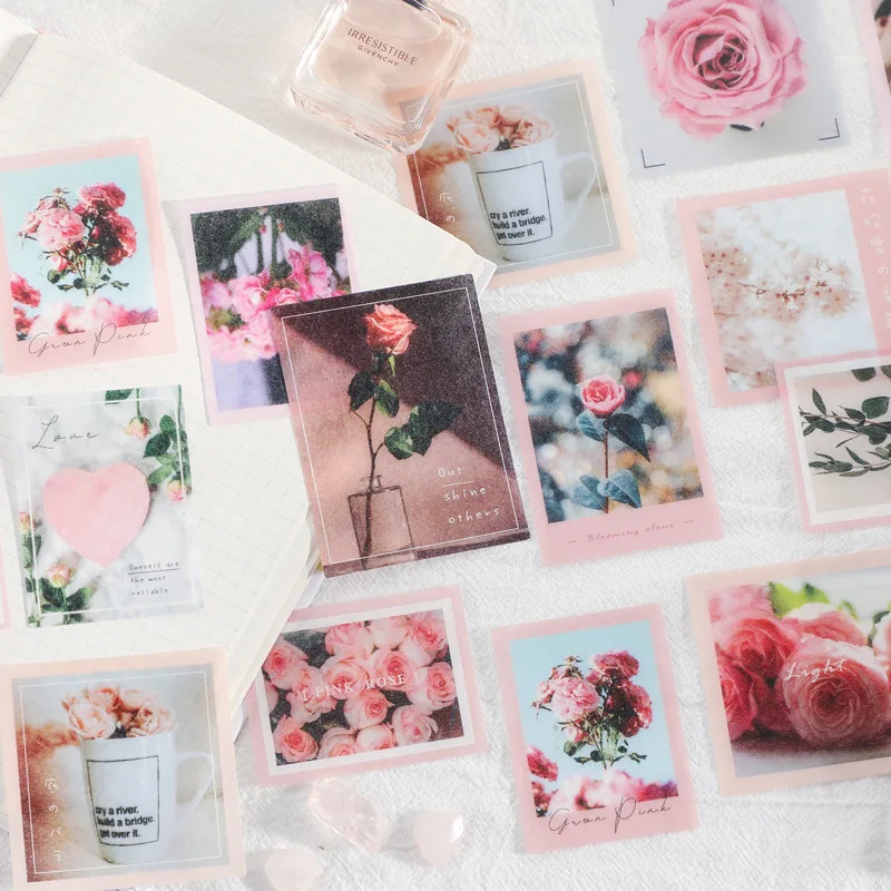 

40Pcs/Set Retro Flowers Stationery Sticker Planner Material Decoration Deco Paper School Supplies Color Aesthetics Pegatina