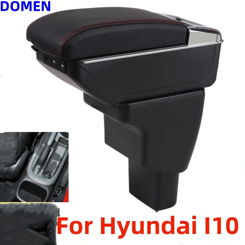 

Car Armrest box For Hyundai I10 Rotatable Center Centre Console Storage Box with USB interface decoration accessories