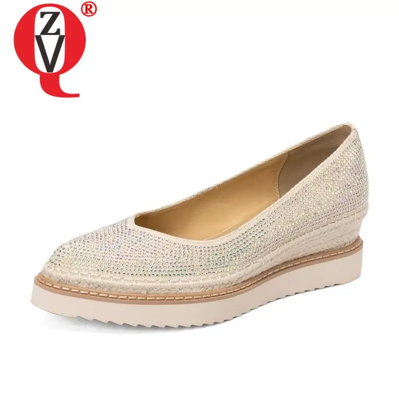

ZVQ Autumn New Style Pointed Toe Pumps Cloth Upper Leather Inside Good Quality Brand Woman Shoes Platform Wedges High Heels
