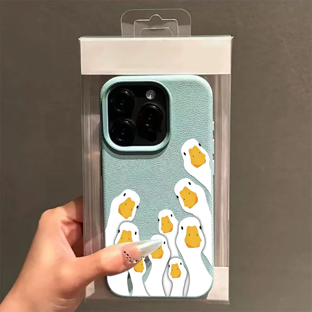 Фото Милый чехол для iPhone 11 12 13 14 15 16 17 Pro Max Plus Air с рисунком белой утки, креативный дизайн, мягкий чехол из поликарбоната №3