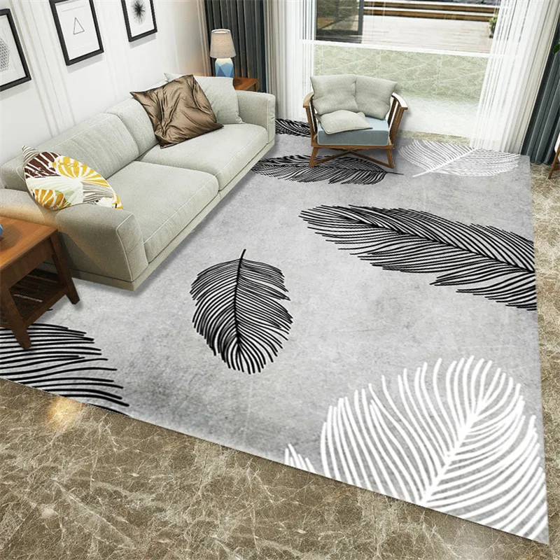 

3D Luxury Feather Printed Livingroom Carpets Modern Coffee Table Area Rugs Bedroom Carpets For Living Room Footpad Carpet Decor